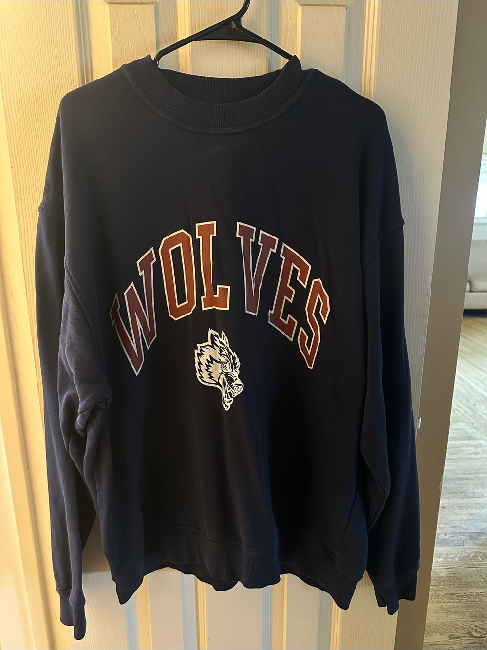 Darc Sport Navy Blue "WOLVES" Graphic Sweatshirt with Maroon Lettering